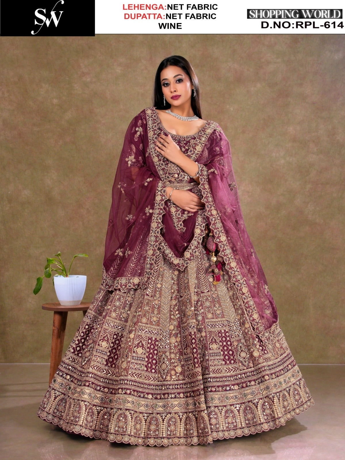 Pleasing wine Net Lehenga