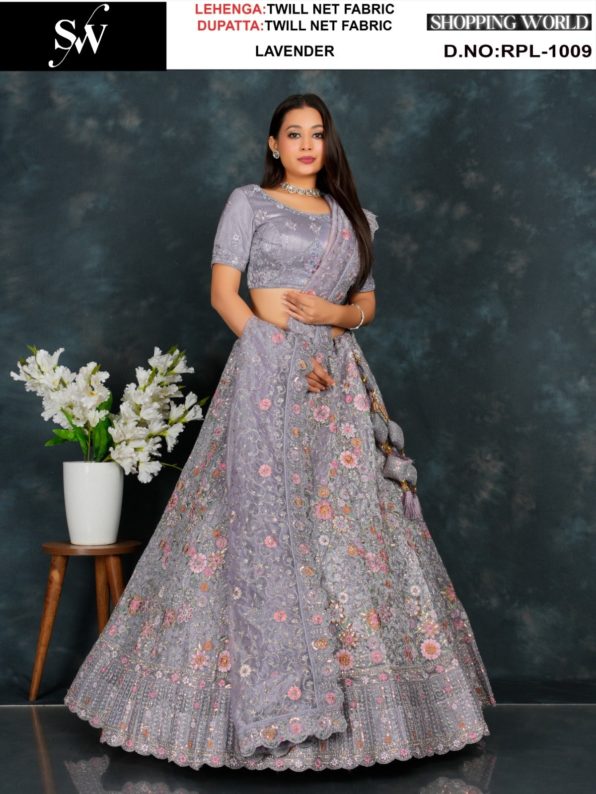 Embellished Lavender Twill Net Lehenga