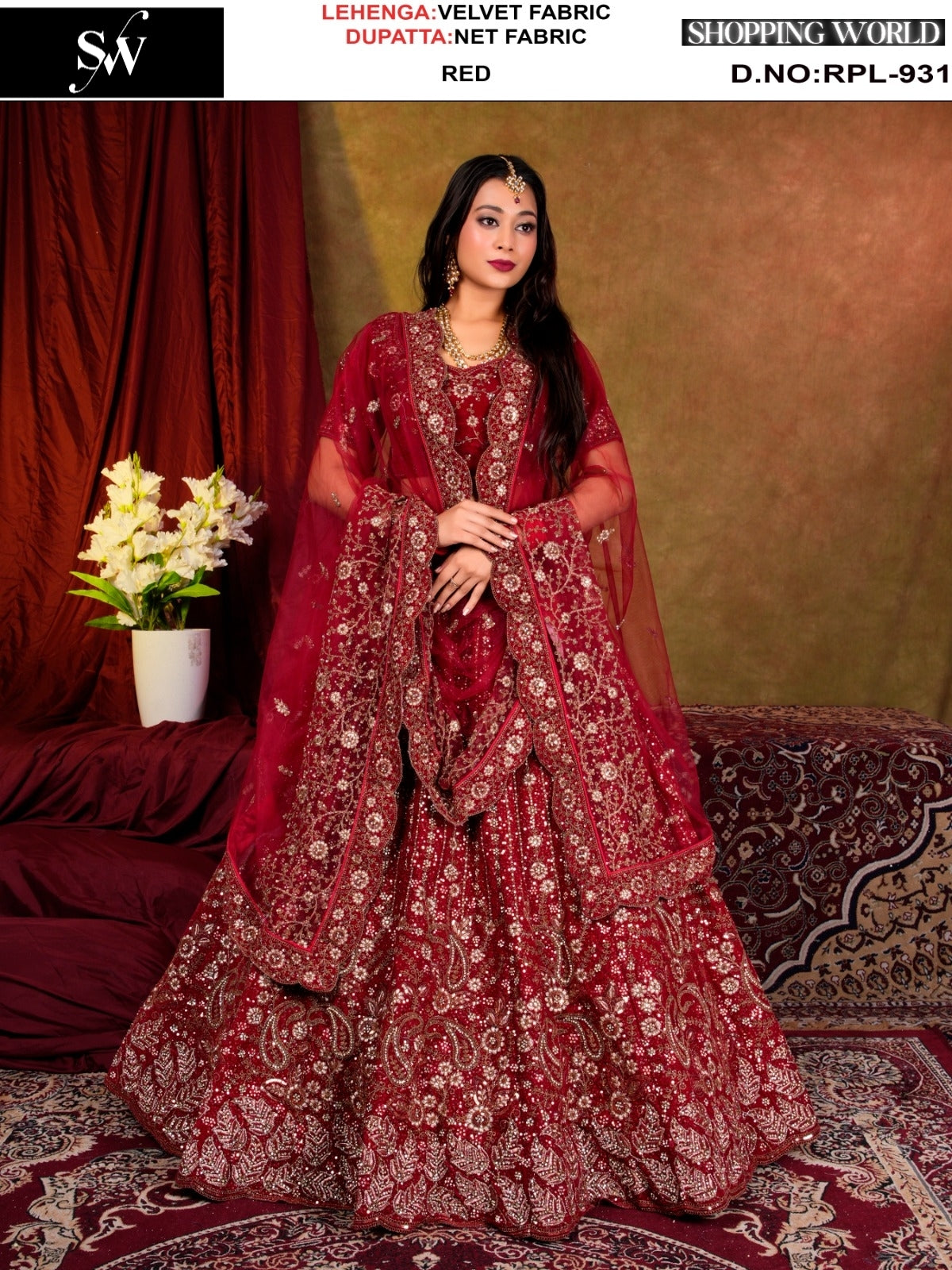 Attractive Red Velvet Lehenga