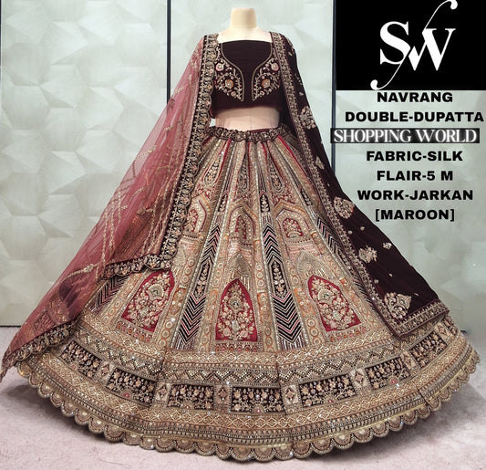 Fabulous Rani pink Double Dupatta Silk Bridal Lehenga