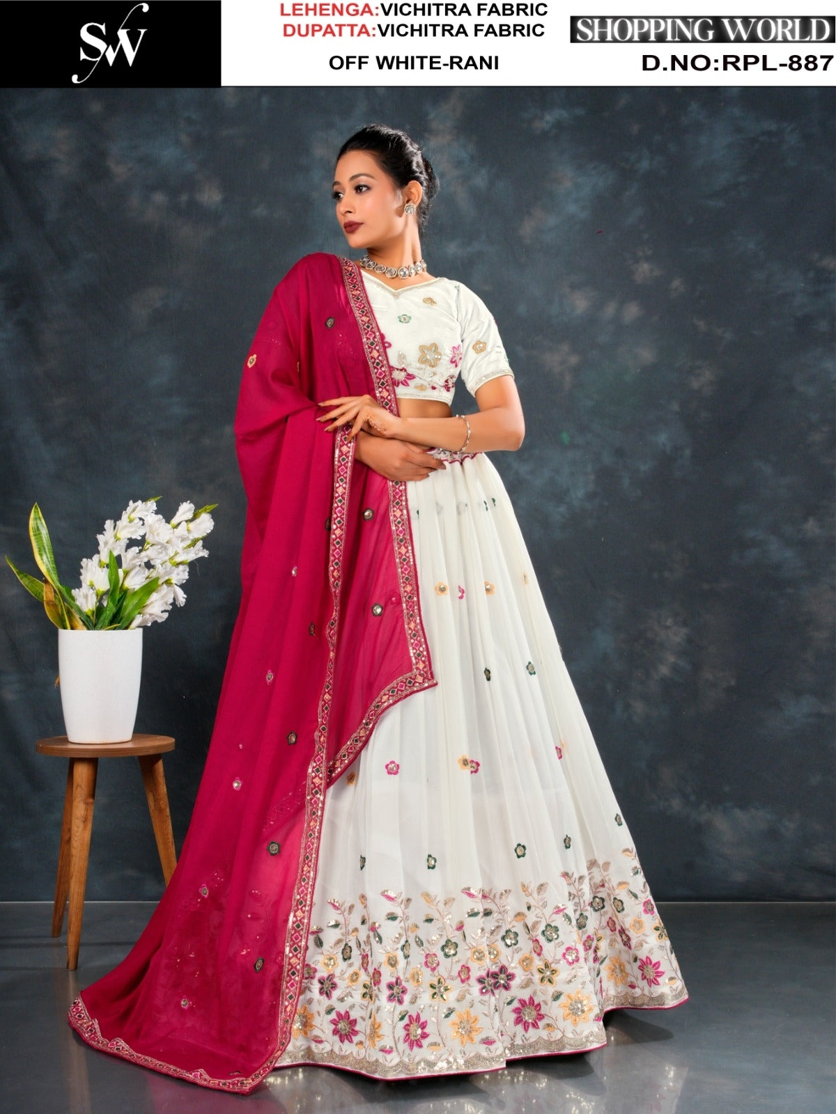Astonishing Off white Vichitra Lehenga