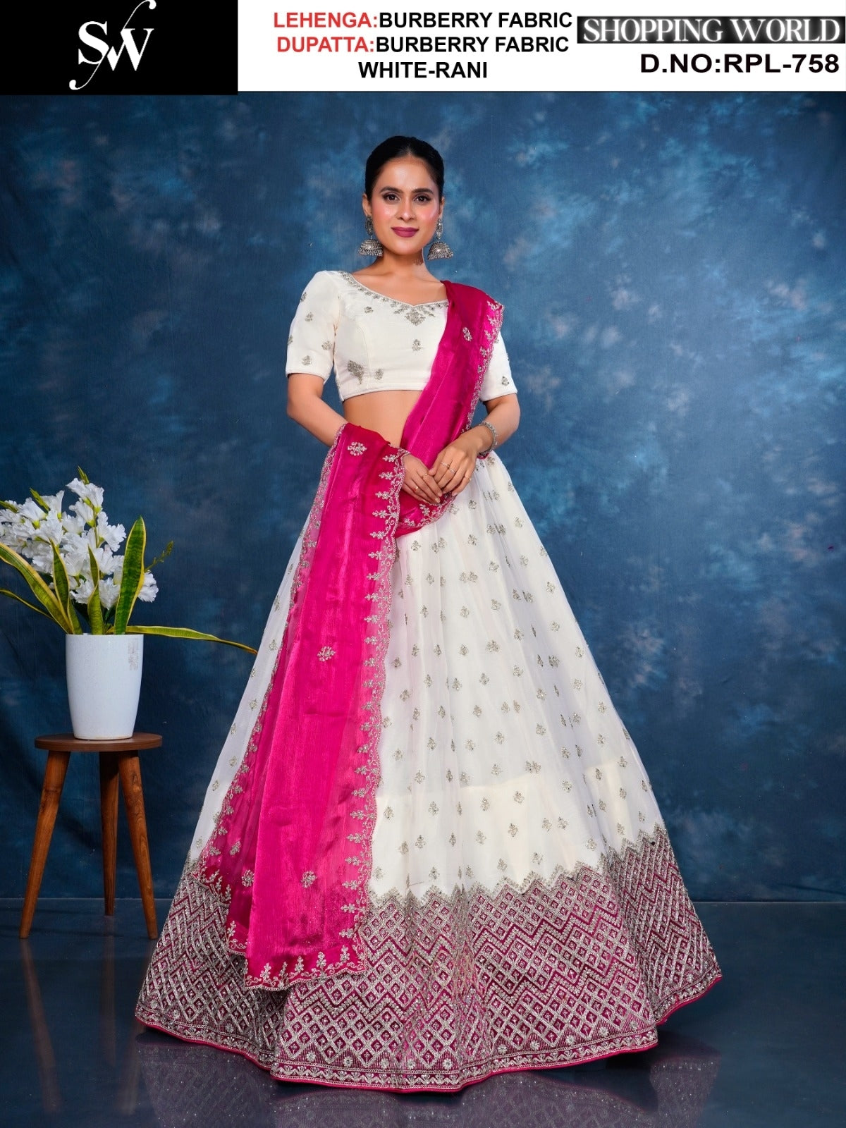 Glamorous white Burberry Lehenga