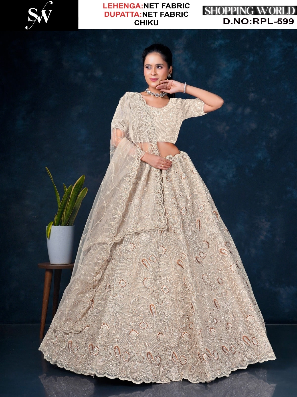 Tremendous Chiku golden Net Lehenga