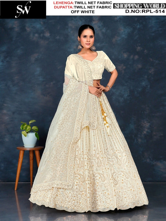 Beautiful off white Twill Net Lehenga