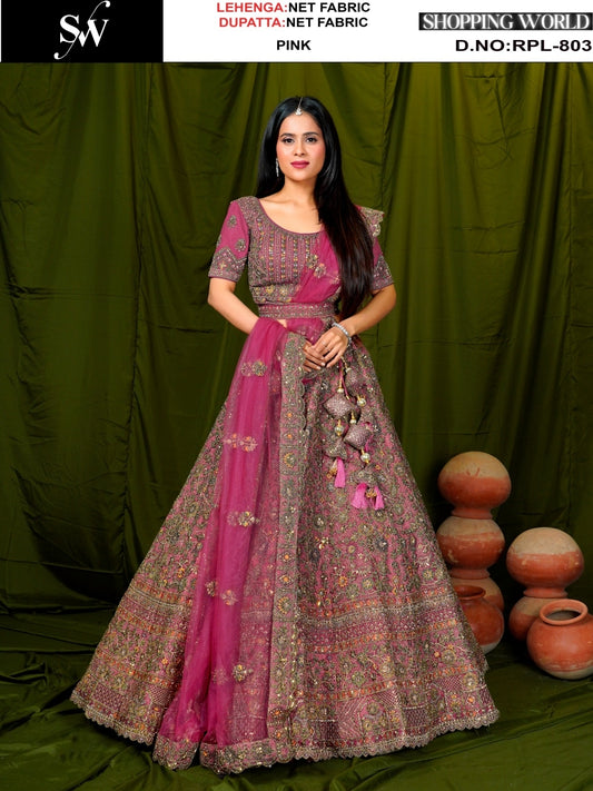 Fantastic Rust orange Net Lehenga