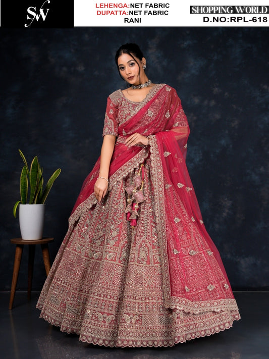 Glamorous Rani pink Net Lehenga