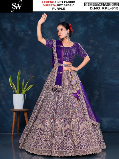 Pretty Red Net Lehenga