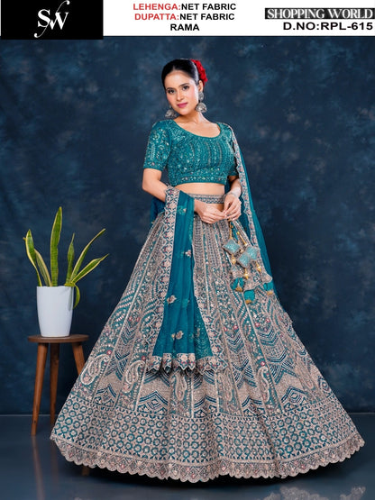 Pretty Red Net Lehenga