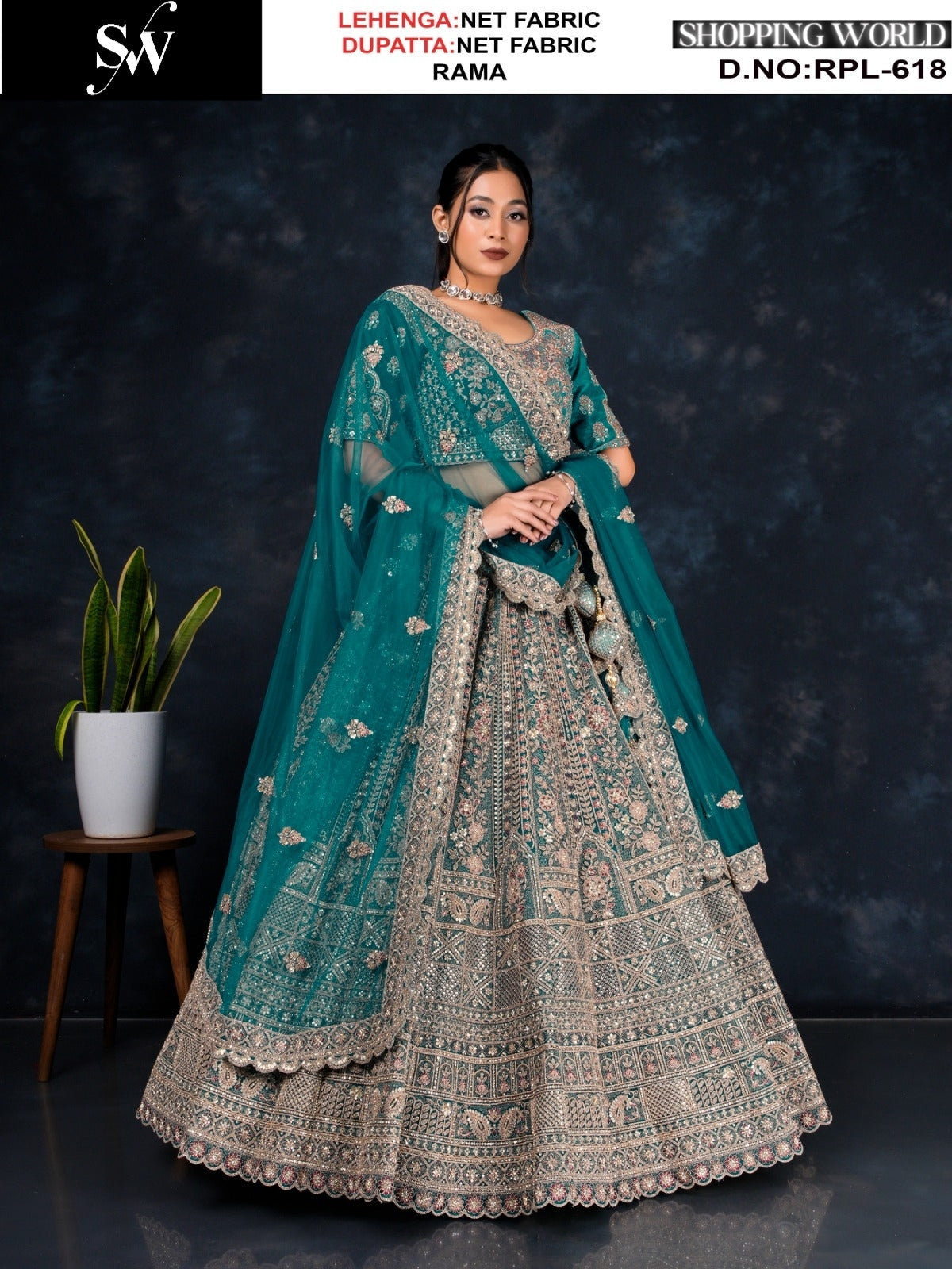 Khoobsurat Chiku golden Net Lehenga