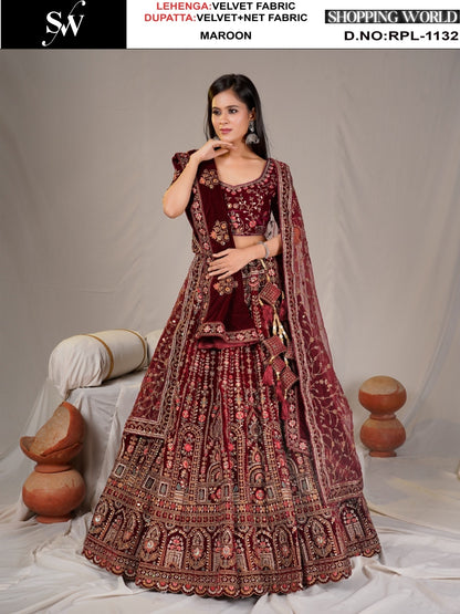 Majestic Rani pink Velvet Lehenga