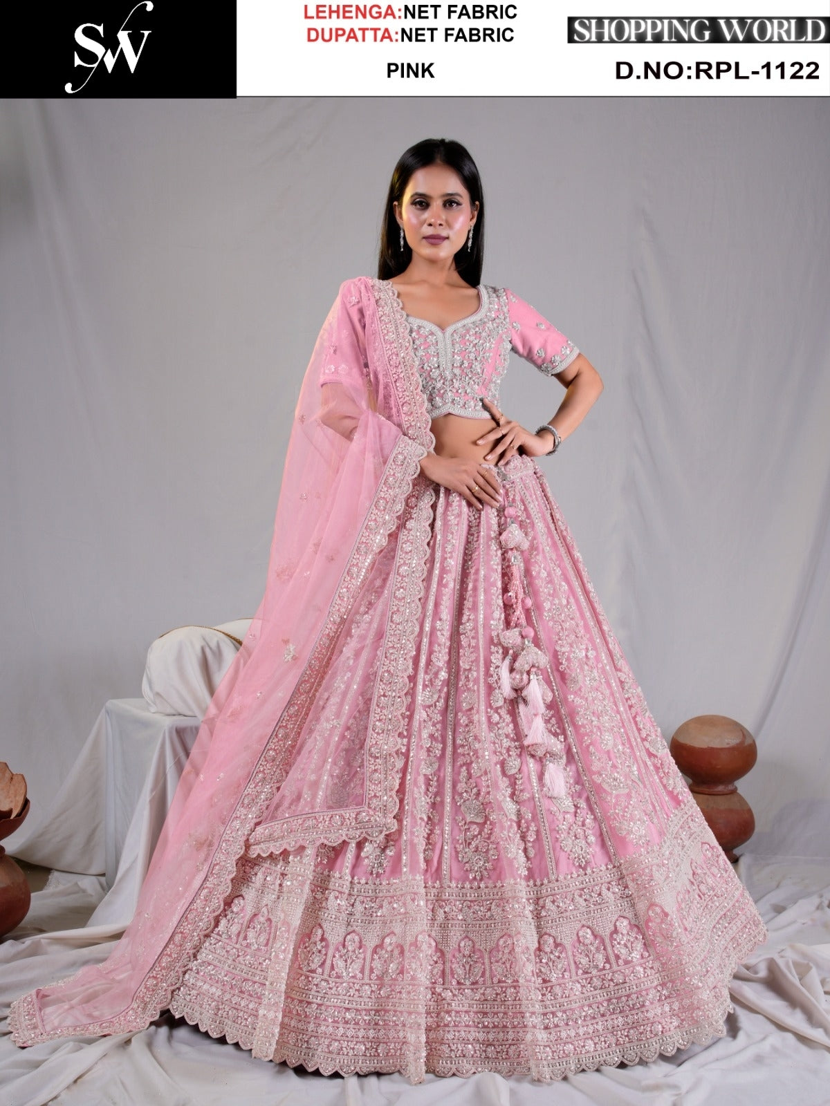 Embellished Sea green blue Net Lehenga