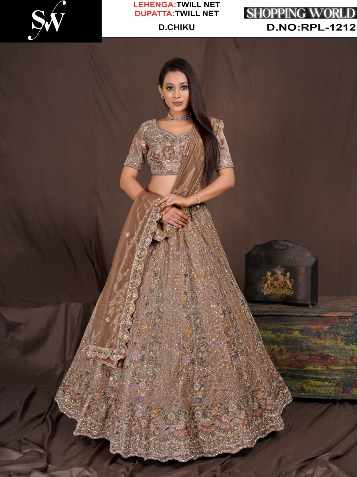 Charming Mehendi green Twill Net Lehenga