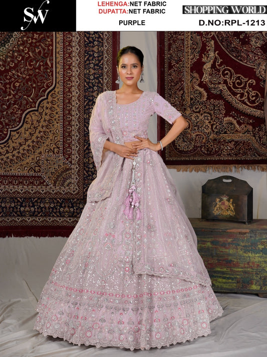 Khoobsurat purple pink Net Lehenga