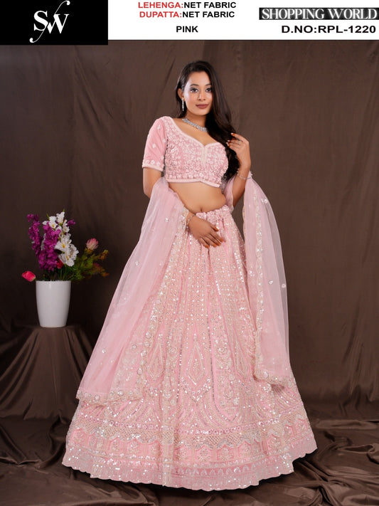Lovely Baby pink Net Lehenga