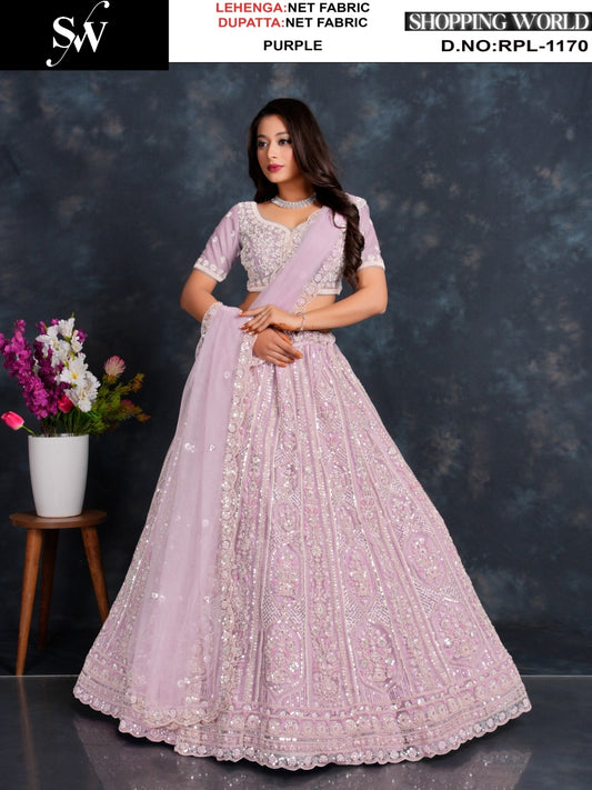 Good looking Purple Net Lehenga