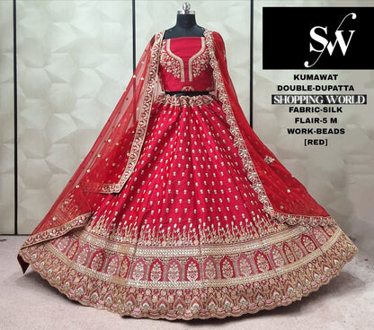 Majestic Red Silk Double Dupatta Bridal Lehenga