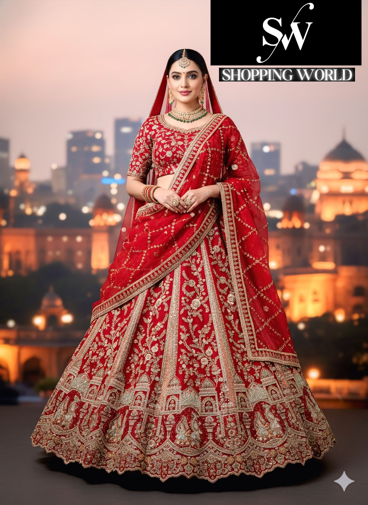Engaging Rani pink Silk Double Dupatta Bridal Lehenga