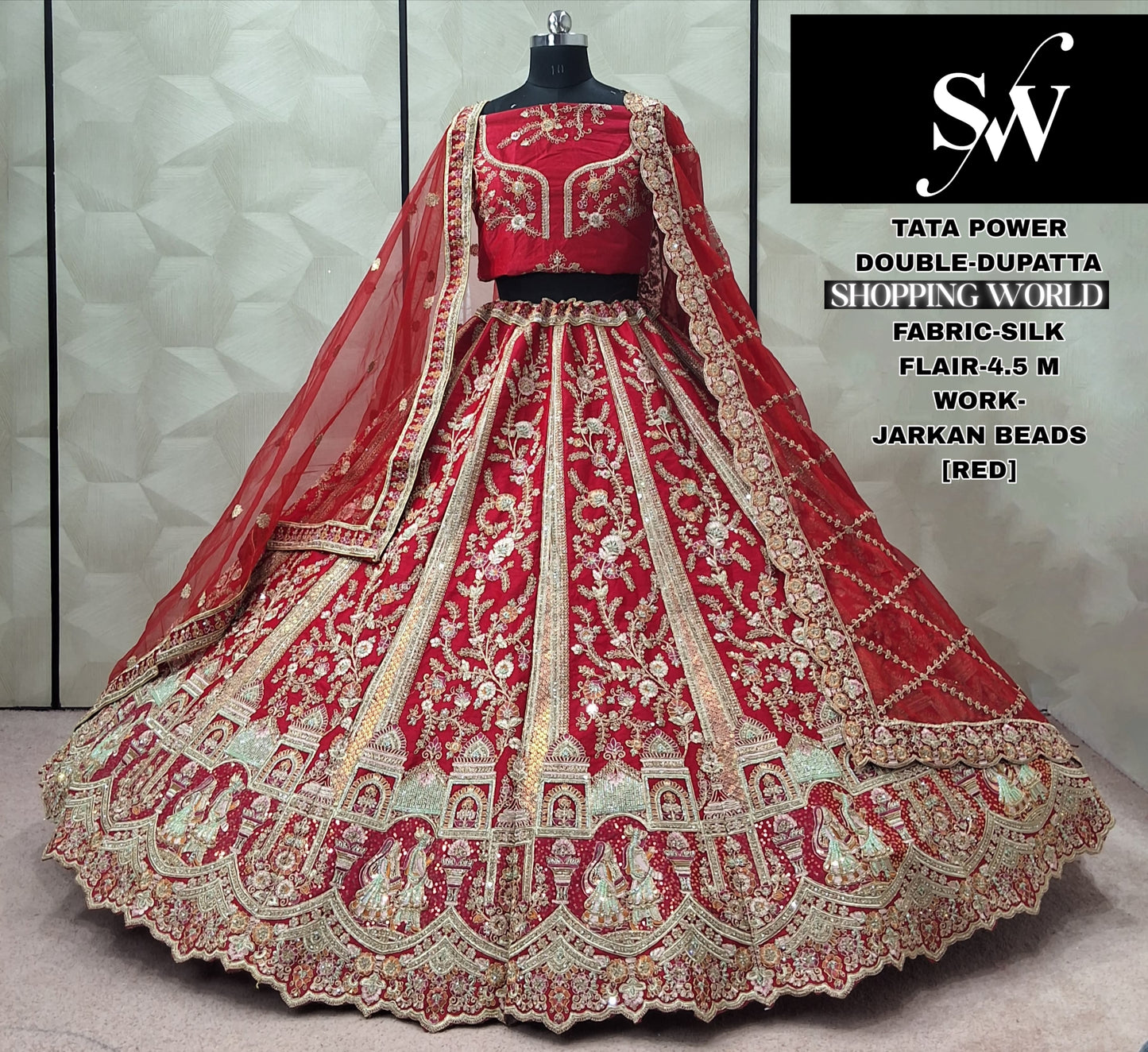 Engaging Rani pink Silk Double Dupatta Bridal Lehenga