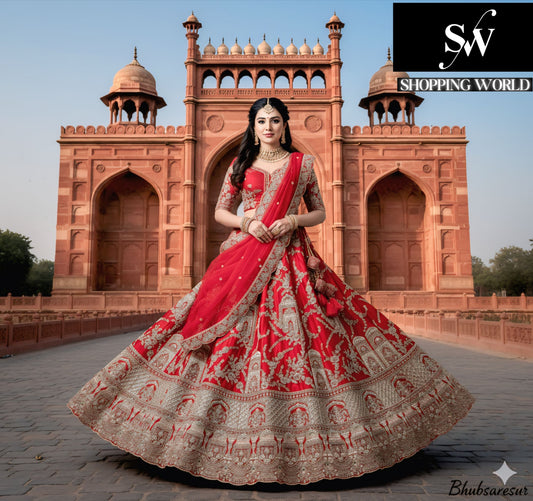 Charming Rani pink Silk Double Dupatta Bridal Lehenga