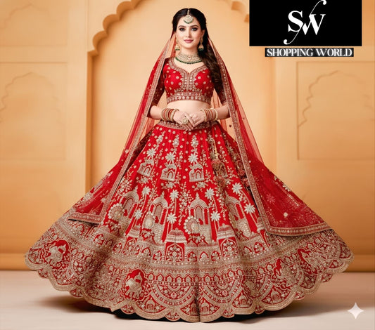 Gorgeous Rani pink Silk Double Dupatta Bridal Lehenga