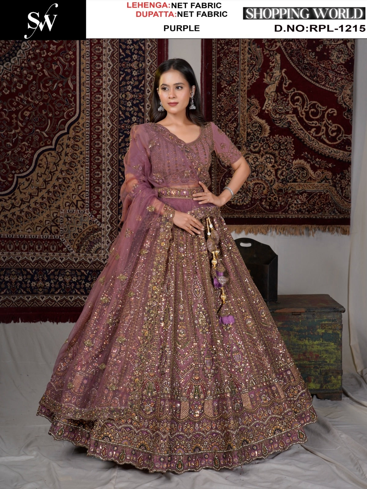 Lavishing Purple pink Net Lehenga