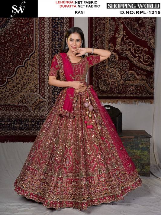 Delightful Rani pink Net Lehenga