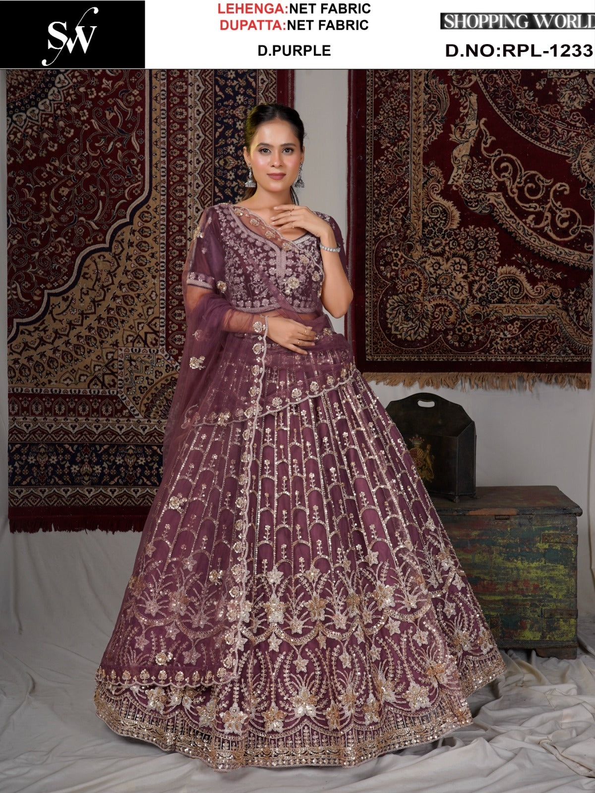 Designer Mehendi green Net Lehenga