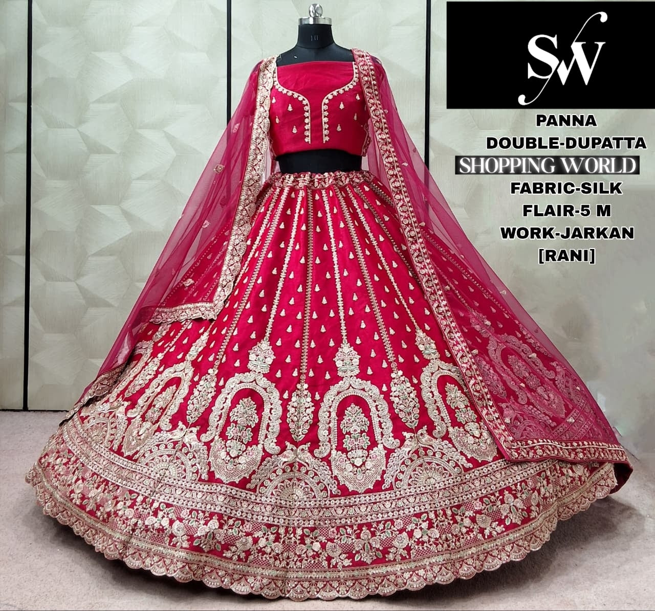 Amazing Rani pink Double Dupatta Silk Bridal Lehenga