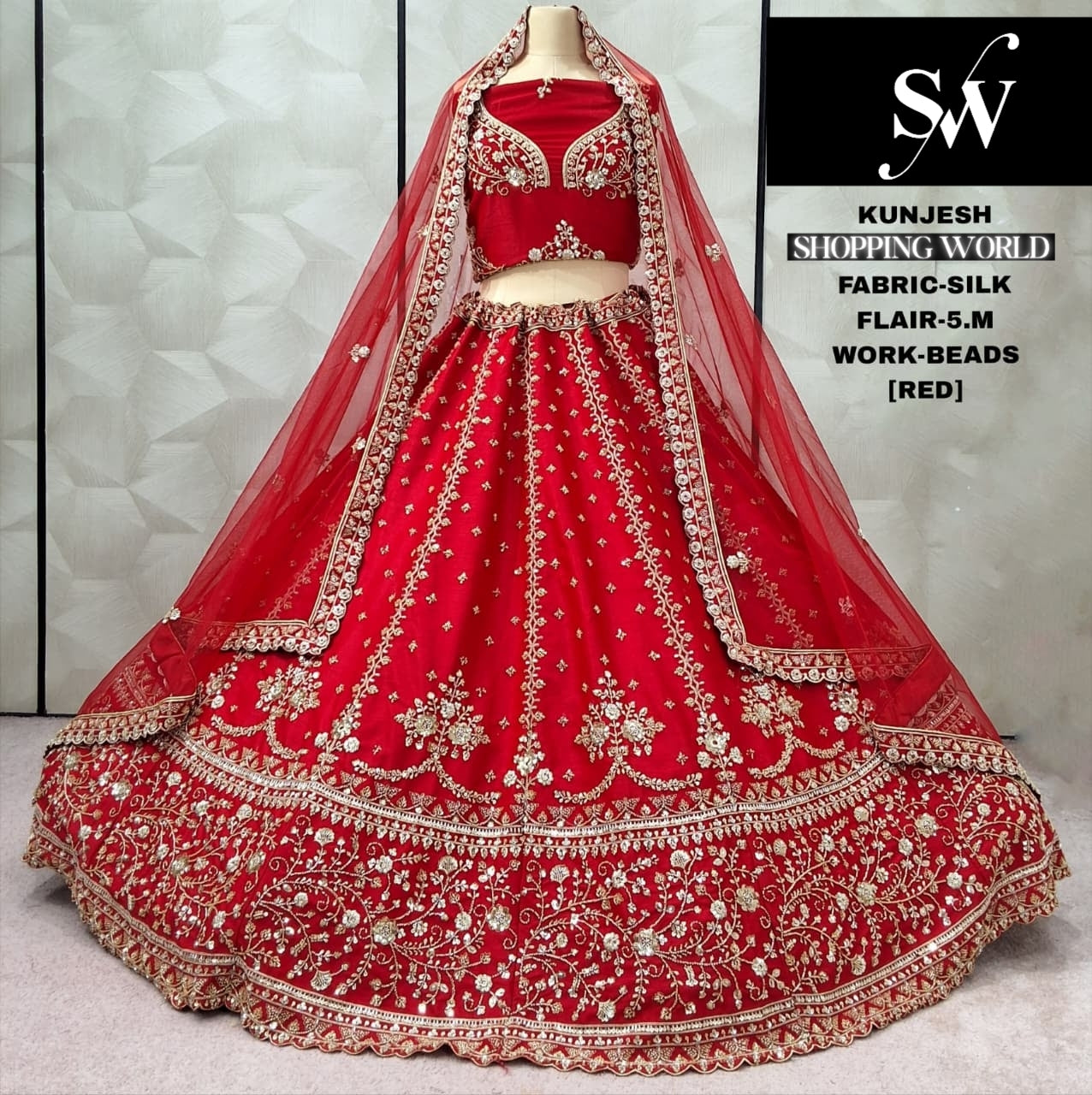 Good looking Rani pink Silk Bridal Lehenga