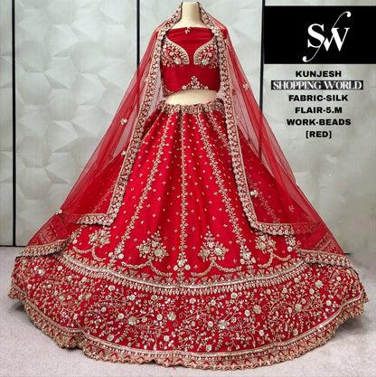 Good looking Rani pink Silk Bridal Lehenga