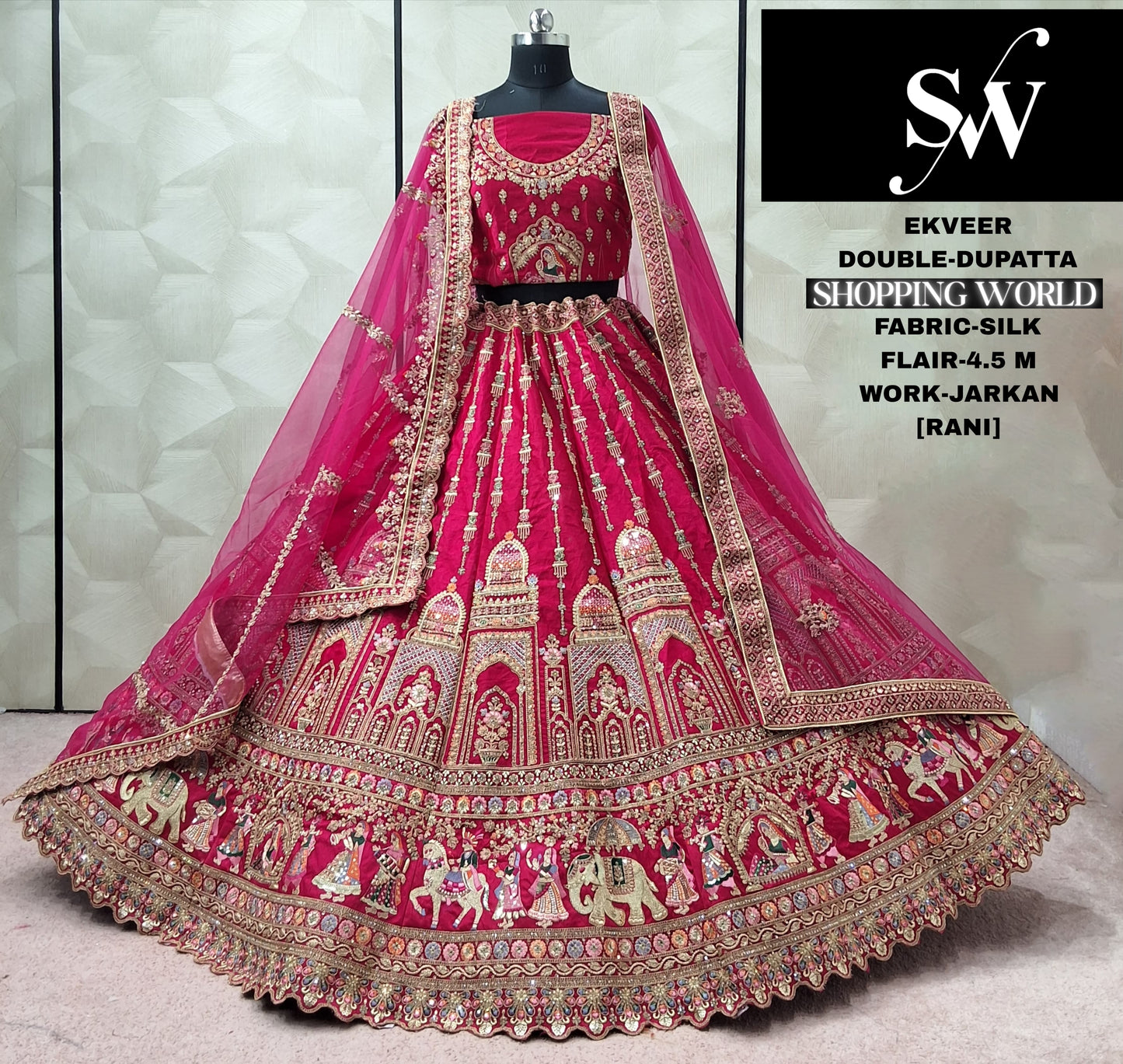 Lovely Red Doli barat Silk Double Dupatta Bridal Lehenga