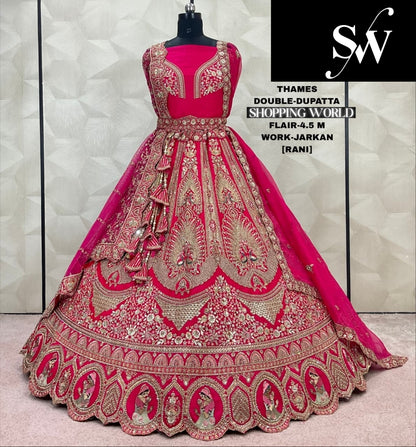 Eye Catching Red Double Dupatta Bridal Lehenga