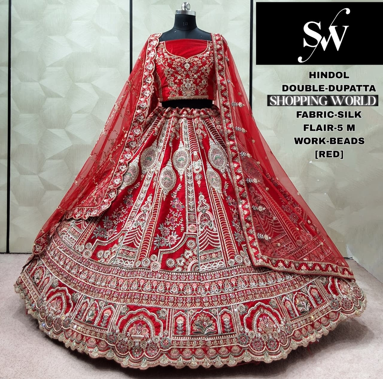 Lovely Rani pink Silk Double Dupatta Bridal Lehenga