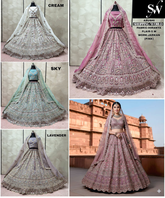 Good looking pink Cream White Sky blue Lavender Hiranya Lehenga