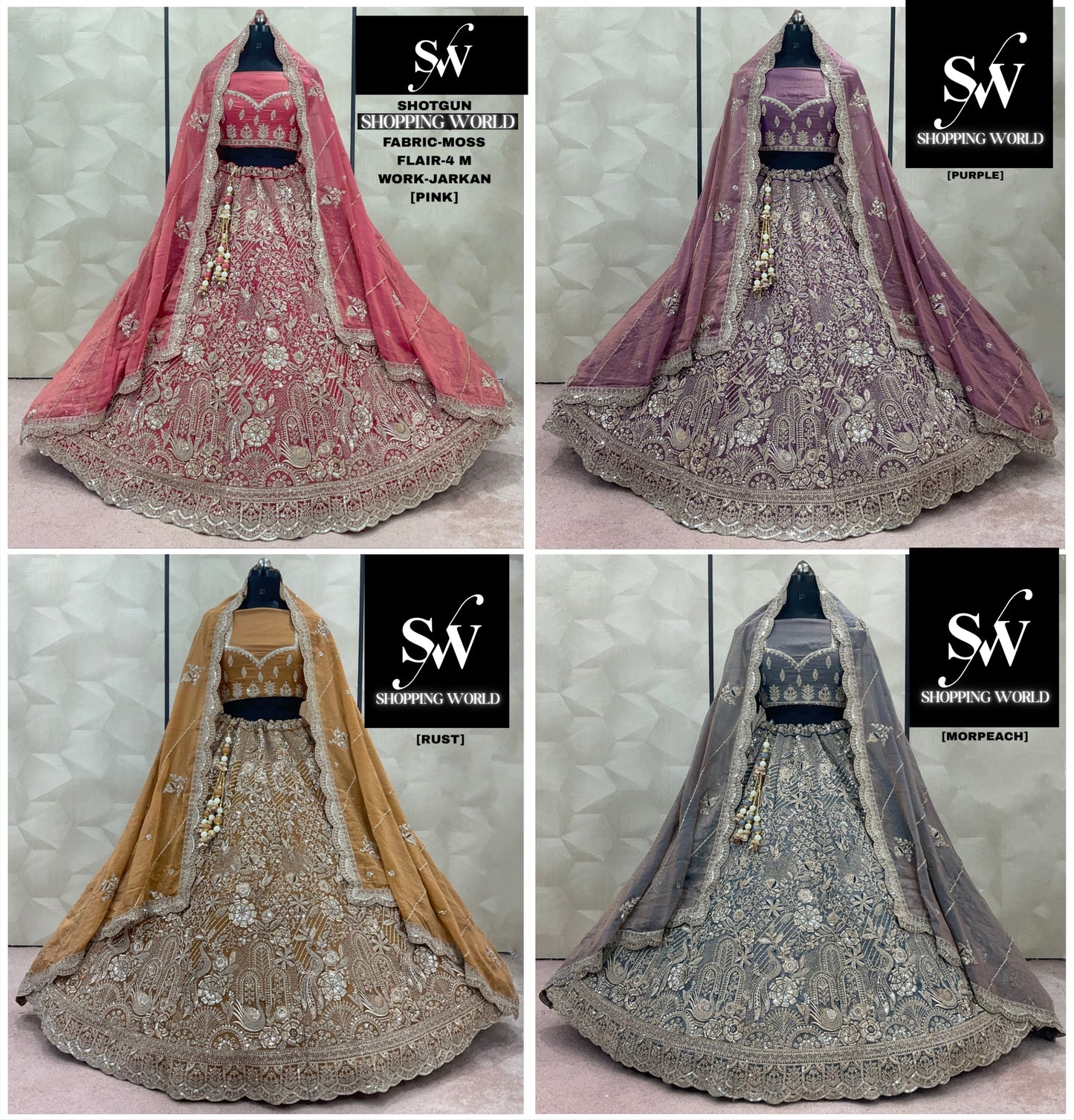 Pleasing Pink purple Rust Brown Morpeach Lehenga