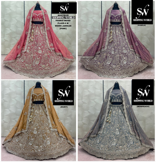 Pleasing Pink purple Rust Brown Morpeach Lehenga