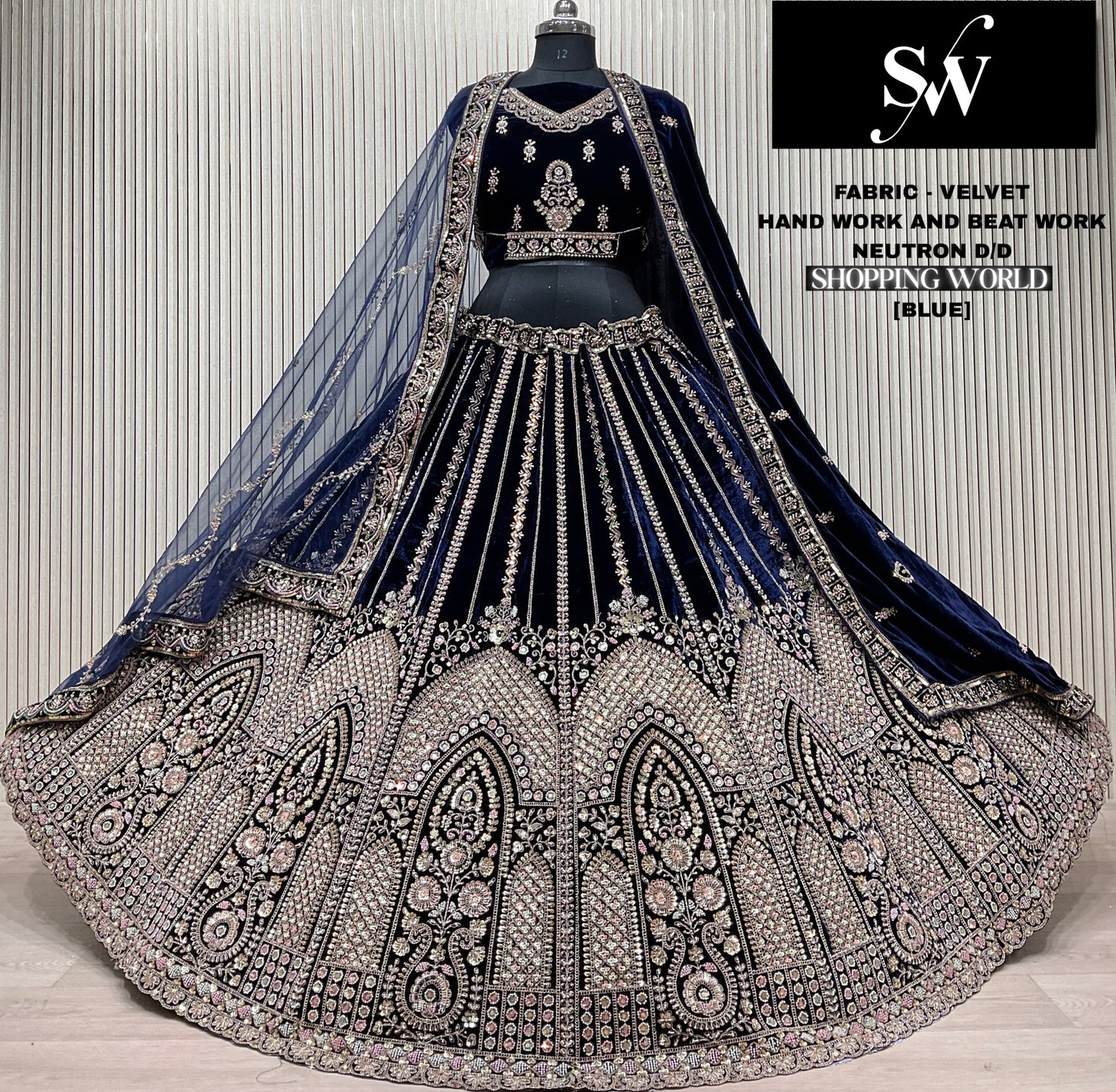 Engaging Rani pink Velvet Bridal Lehenga