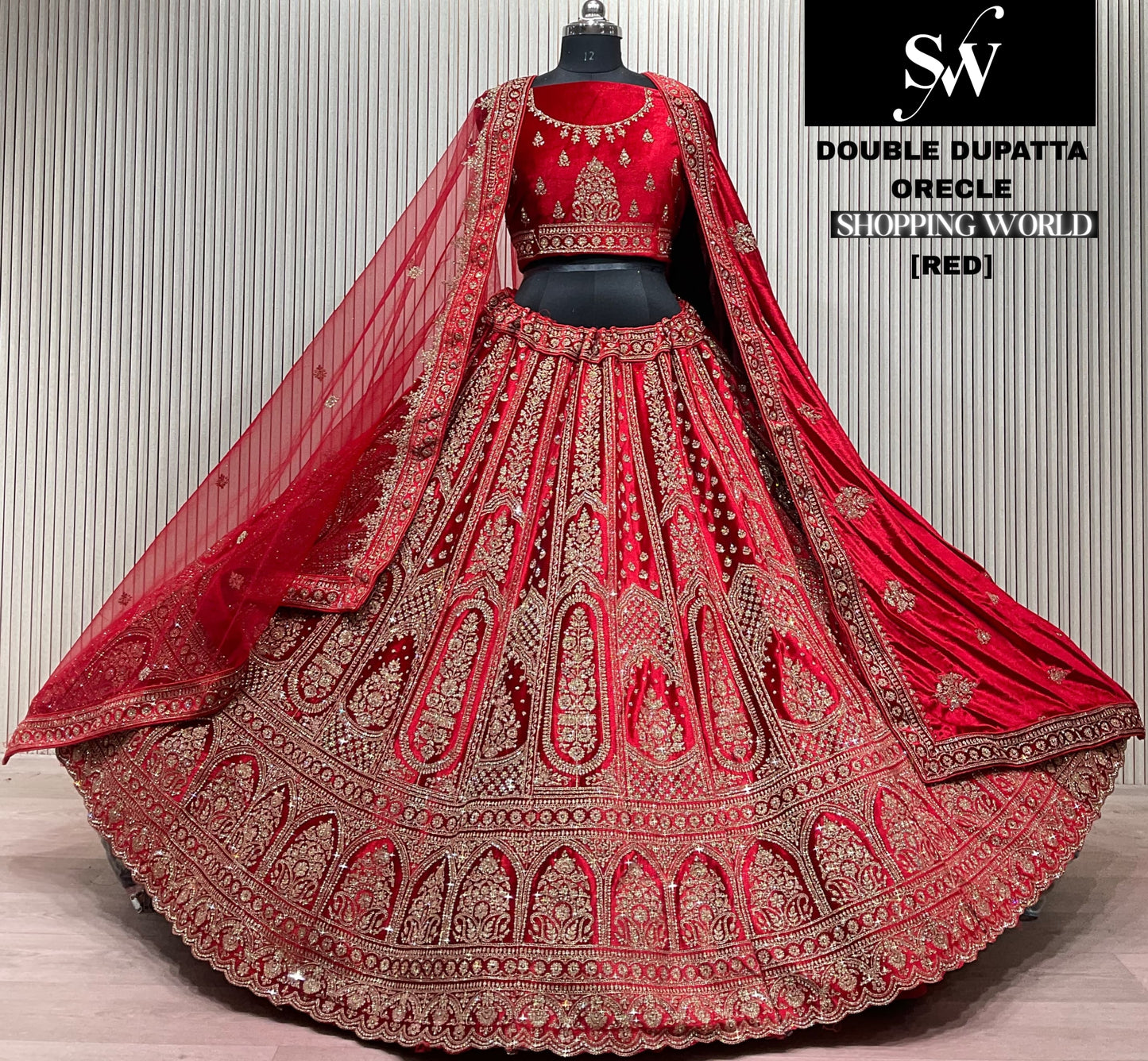 Pleasing Rani pink Double Dupatta Bridal Lehenga