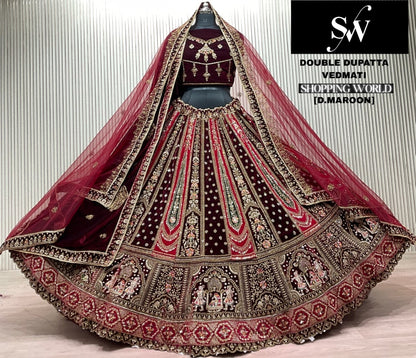 Lovely Rani pink Double Dupatta Doli Barat Bridal Lehenga
