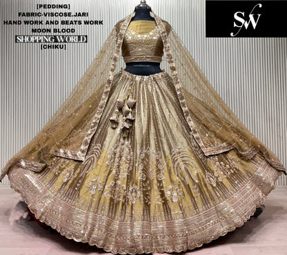 Pretty Rust golden Viscose Jari lehenga