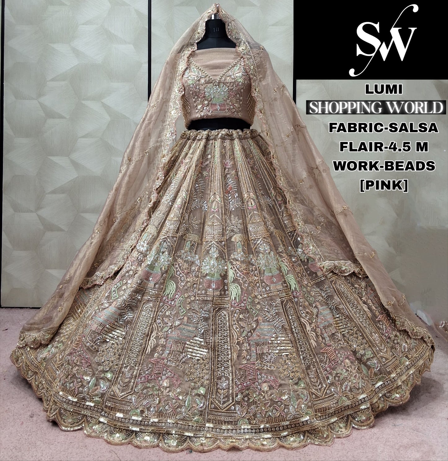 Astonishing Chiku golden Salsa lehenga