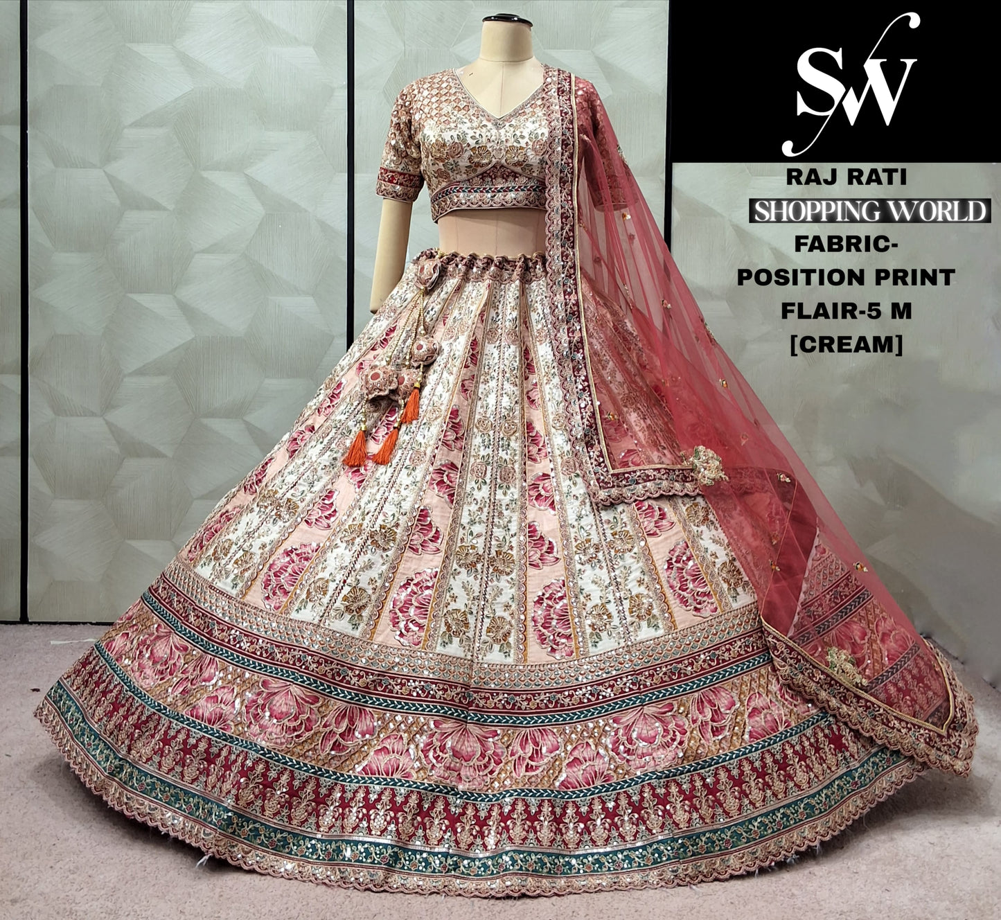 Amazing Rani Pink Position print lehenga
