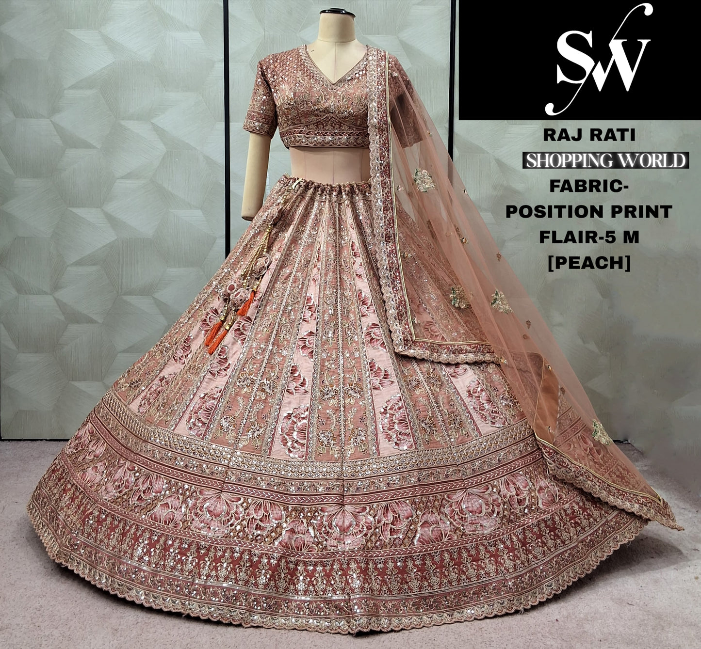 Amazing Rani Pink Position print lehenga