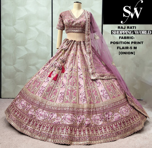 Fantastic Cream White Position print lehenga