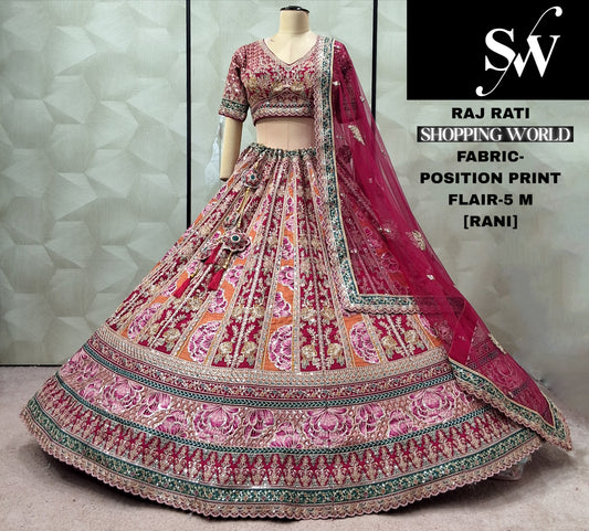 Amazing Rani Pink Position print lehenga