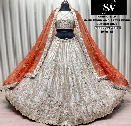 White Silk Lehenga
