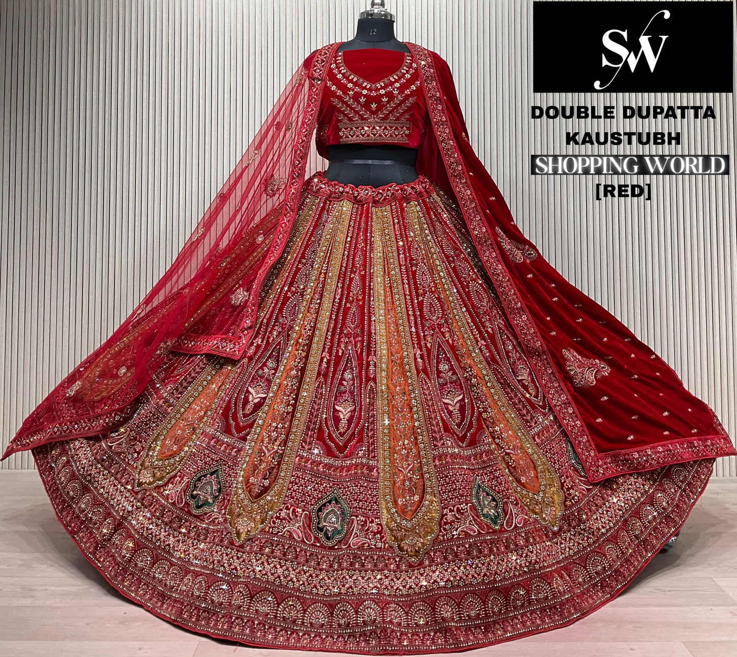Light Maroon Double Dupatta Bridal Lehenga