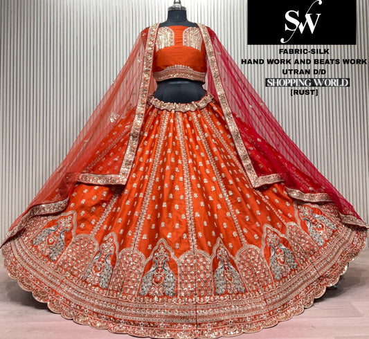Red peacock Silk Bridal Lehenga