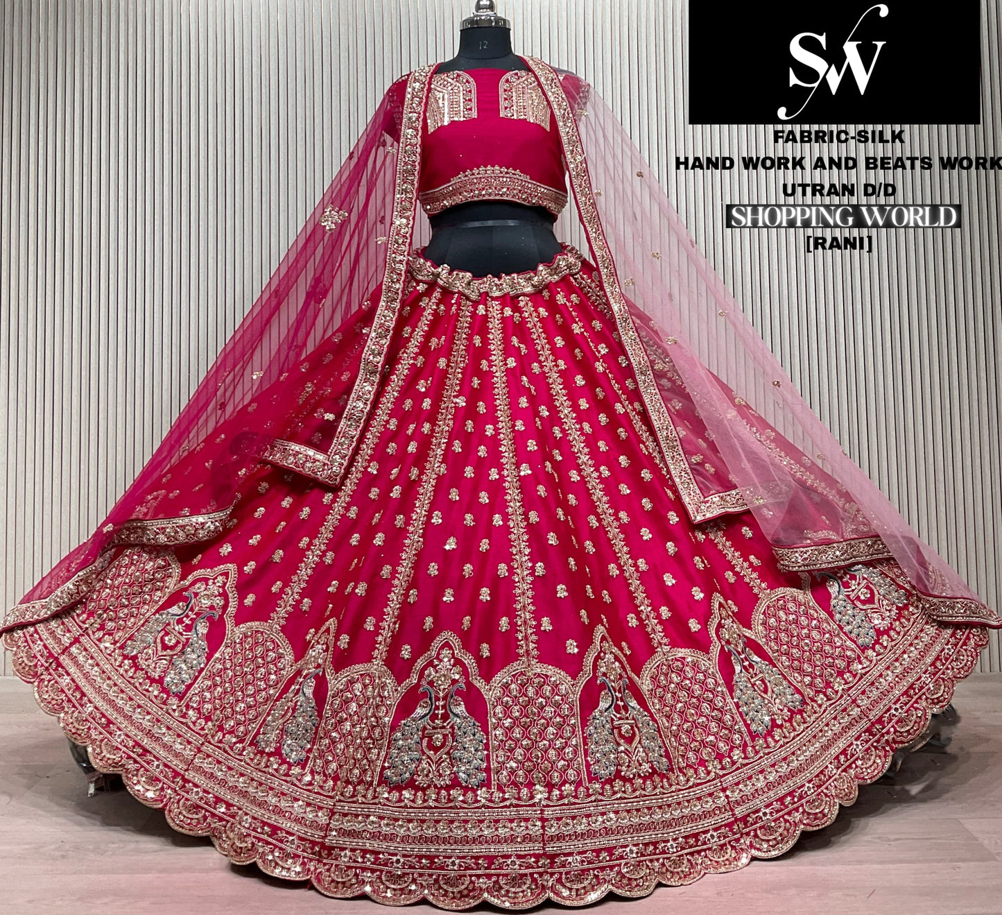 Red peacock Silk Bridal Lehenga