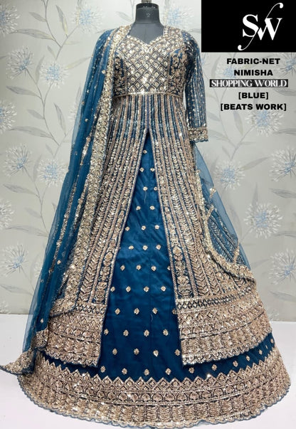 Chiku Golden Net Farshi garara muslim Bride Long Indo Dress